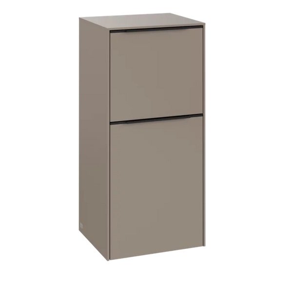 Шафка для ванної Villeroy & Boch Subway 3.0 40х36,2 см петлі праворуч ДСП сіро-коричневий/ручка вулканічна чорна C59501VM