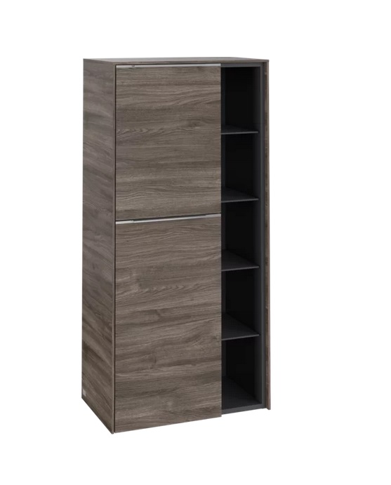 Напівпенал Villeroy & Boch Subway 3.0 57,4х36,2х120 см петлі ліворуч ДСП кам'яний дуб/ручка алюміній глянцевий C59800RK