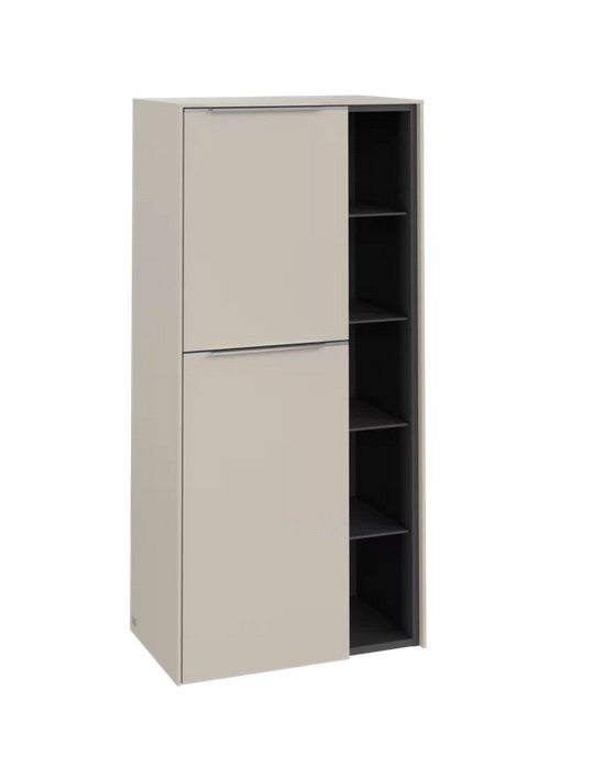 Напівпенал Villeroy & Boch Subway 3.0 57,4х36,2х120 см петлі зліва ДСП кашеміровий сірий/ручка алюміній глянсовий C59800VN