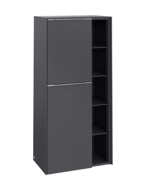 Полупенал Villeroy & Boch Subway 3.0 57,4х36,2х120 см петли слева ДСП графит/ручка алюминий глянцевый C59800VR