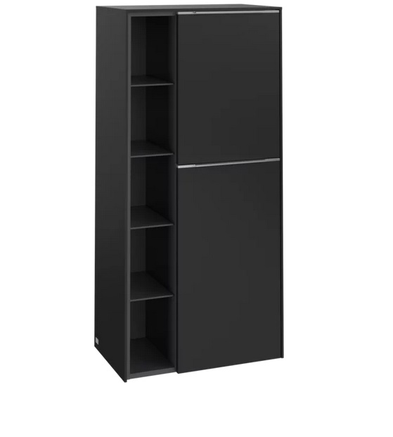 Напівпенал Villeroy & Boch Subway 3.0 57,4х36,2х120 см петлі праворуч ДСП вулканічний чорний/ручка алюміній глянцевий C59900VL