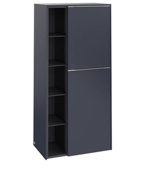 Полупенал Villeroy & Boch Subway 3.0 57,4х36,2х120 см петли справа ДСП морской синий/ручка алюминий глянцевый C59900VQ