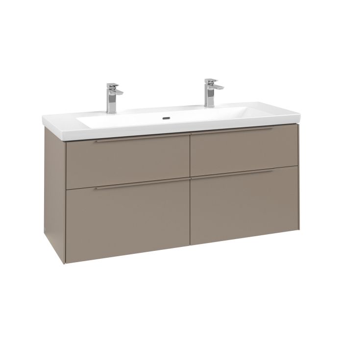 Тумба під раковину Villeroy & Boch Subway 3.0 127,2х57,6 см ДСП/алюміній тауп/монохром  C602L2VM