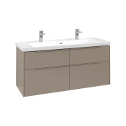 Тумба под раковину Villeroy & Boch Subway 3.0 127,2х57,6 см ДСП/алюминий тауп/монохром C602L2VM