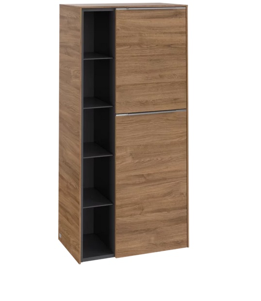 Полупенал Villeroy & Boch Subway 3.0 57,4х36,2х120 см петли справа ДСП дуб канзас/ручка алюминий глянцевый C59900RH