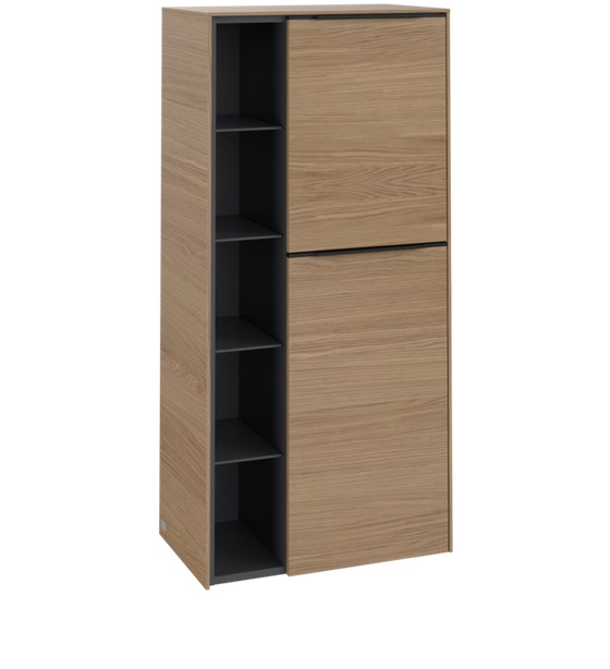 Напівпенал Villeroy & Boch Subway 3.0 57,4х36,2х120 см петлі праворуч ДСП північний дуб/ручка вулканічний чорний C59901VJ