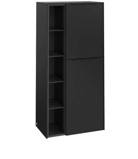 Полупенал Villeroy & Boch Subway 3.0 57,4х36,2х120 см петли справа ДСП вулканический черный/ручка вулканический черный C59901VL