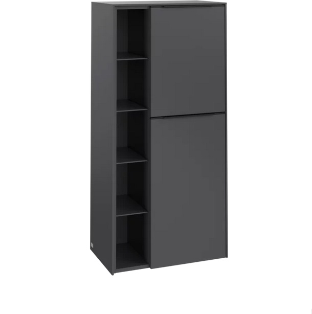 Напівпенал Villeroy & Boch Subway 3.0 57,4х36,2х120 см петлі праворуч ДСП графіт/ручка вулканічний чорний C59901VR