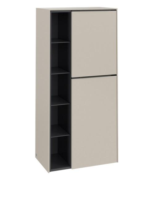 Напівпенал Villeroy & Boch Subway 3.0 57,4х36,2х120 см петлі праворуч ДСП кашеміровий сірий/ручка монохром C59902VN