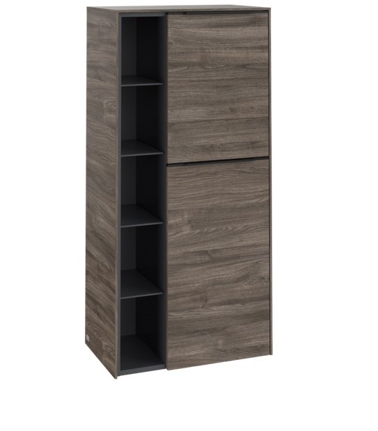 Напівпенал Villeroy & Boch Subway 3.0 57,4х36,2х120 см петлі праворуч ДСП кам'яний дуб/ручка вулканічний чорний C59901RK