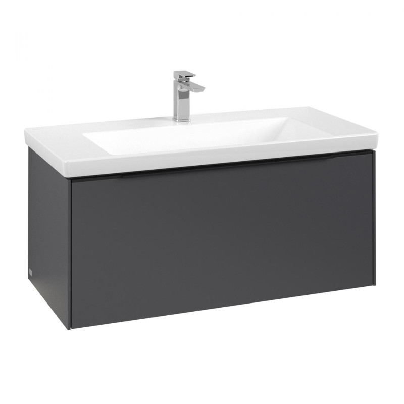 Тумба под раковину Villeroy & Boch Subway 3.0 97,3х42,9 см ДСП/алюминий графит/черный вулкан C569L1VR