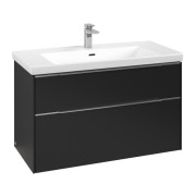 Тумба под раковину Villeroy & Boch Subway 3.0 97,3х57,6 см ДСП/алюминий черный вулкан C570L0VL