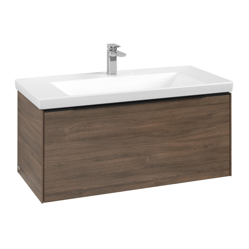 Тумба под раковину Villeroy & Boch Subway 3.0 97,3х42,9 см ДСП/алюминий дуб аризона/черный вулкан C569L1VH