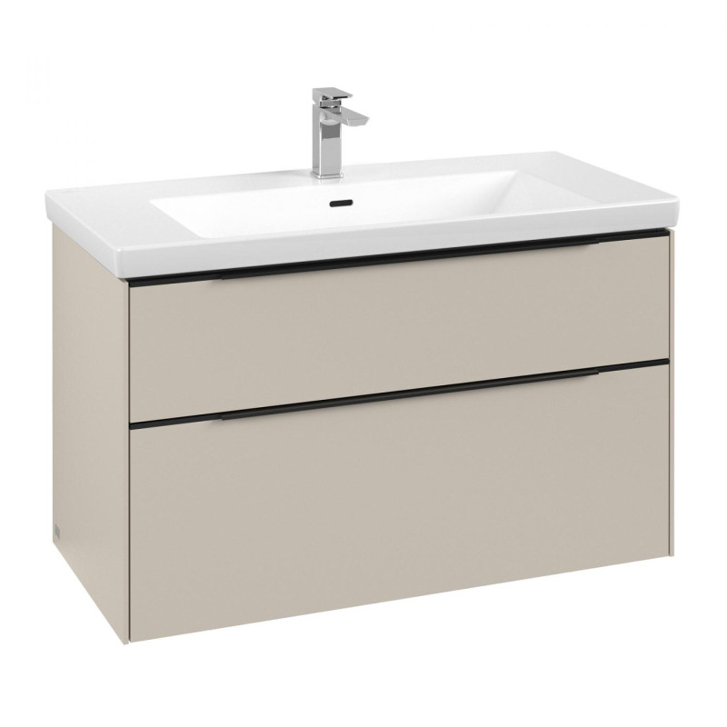 Тумба под раковину Villeroy & Boch Subway 3.0 97,3х57,6 см ДСП/алюминий серый кашемир/черный вулкан C570L1VN