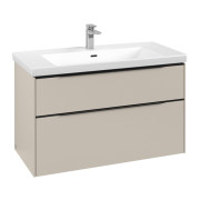 Тумба под раковину Villeroy & Boch Subway 3.0 97,3х57,6 см ДСП/алюминий серый кашемир/черный вулкан C570L1VN