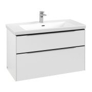 Тумба под раковину Villeroy & Boch Subway 3.0 97,3х57,6 см ДСП/алюминий чистый белый/черный вулкан C570L1VF