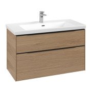 Тумба под раковину Villeroy & Boch Subway 3.0 97,3х57,6 см ДСП/алюминий дуб северный/черный вулкан  C570L1VJ