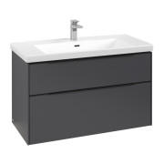 Тумба под раковину Villeroy & Boch Subway 3.0 97,3х57,6 см ДСП/алюминий графит/черный вулкан C570L1VR