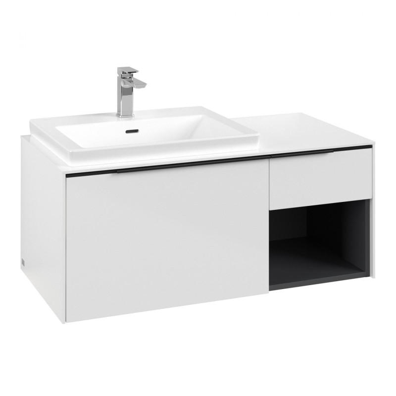 Тумба под раковину Villeroy & Boch Subway 3.0 100х42,3 см ДСП/алюминий белый бриллиант/черный вулкан C572L1VE