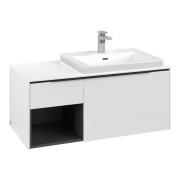 Тумба под раковину Villeroy & Boch Subway 3.0 100х42,3 см ДСП/алюминий чистый белый/черный вулкан C571L1VF