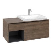 Тумба под раковину Villeroy & Boch Subway 3.0 100х42,3 см ДСП/алюминий дуб аризона/черный вулкан C571L1VH