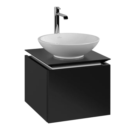 Тумба під раковину Villeroy&Boch Legato 45х50 см МДФ/ДСП чорний матовий лак B56500PD