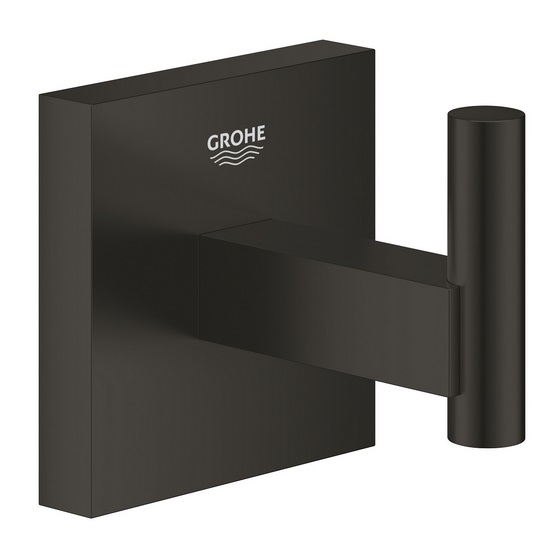 Крючок для ванной Grohe QuickFix Start Cube одинарный металл черный матовый 409612430