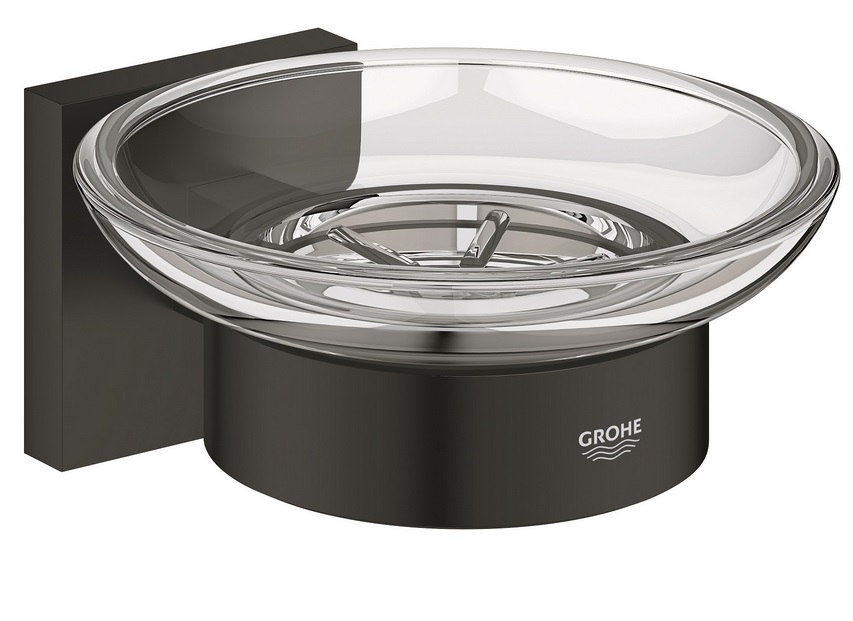Мыльница для ванной Grohe QuickFix Start Cube с держателем черный матовый 410962430
