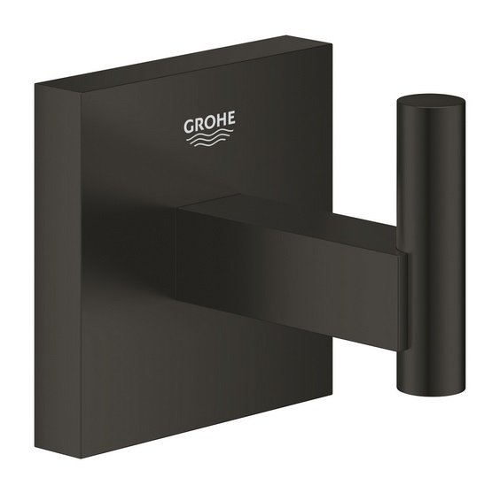 Гачок для ванної Grohe QuickFix Start Cube одинарний метал чорний матовий 409612430