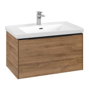 Тумба под раковину Villeroy & Boch Subway 3.0 77,2х42,9 см ДСП/алюминий дуб канзас/черный вулкан C573L1RH