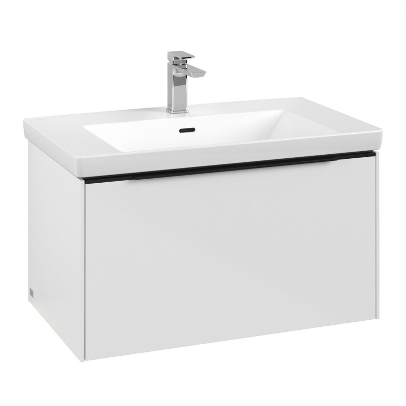 Тумба под раковину Villeroy & Boch Subway 3.0 77,2х42,9 см ДСП/алюминий белый бриллиант/черный вулкан C573L1VE