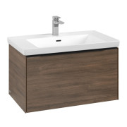 Тумба под раковину Villeroy & Boch Subway 3.0 77,2х42,9 см ДСП/алюминий дуб аризона/черный вулкан C573L1VH