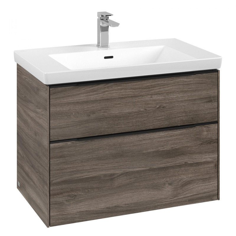 Тумба под раковину Villeroy & Boch Subway 3.0 77,2х57,6 см ДСП/алюминий дуб каменный/черный вулкан C574L1RK