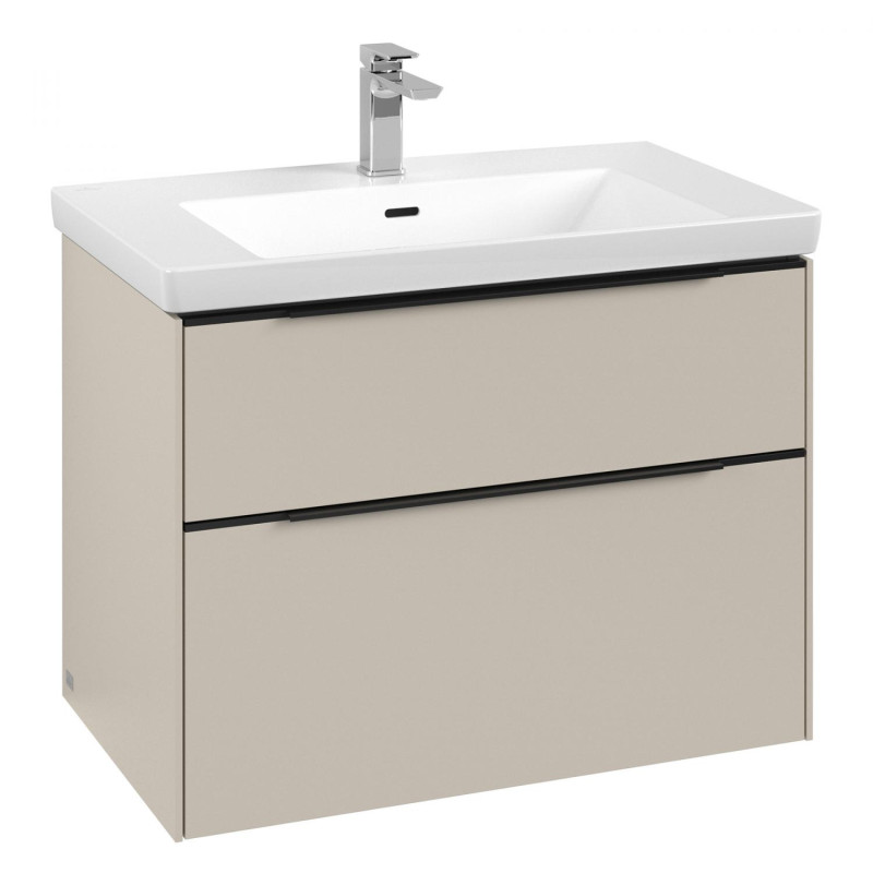 Тумба під раковину Villeroy & Boch Subway 3.0 77,2х57,6 см ДСП/алюміній сірий кашемір/чорний вулкан C574L1VN