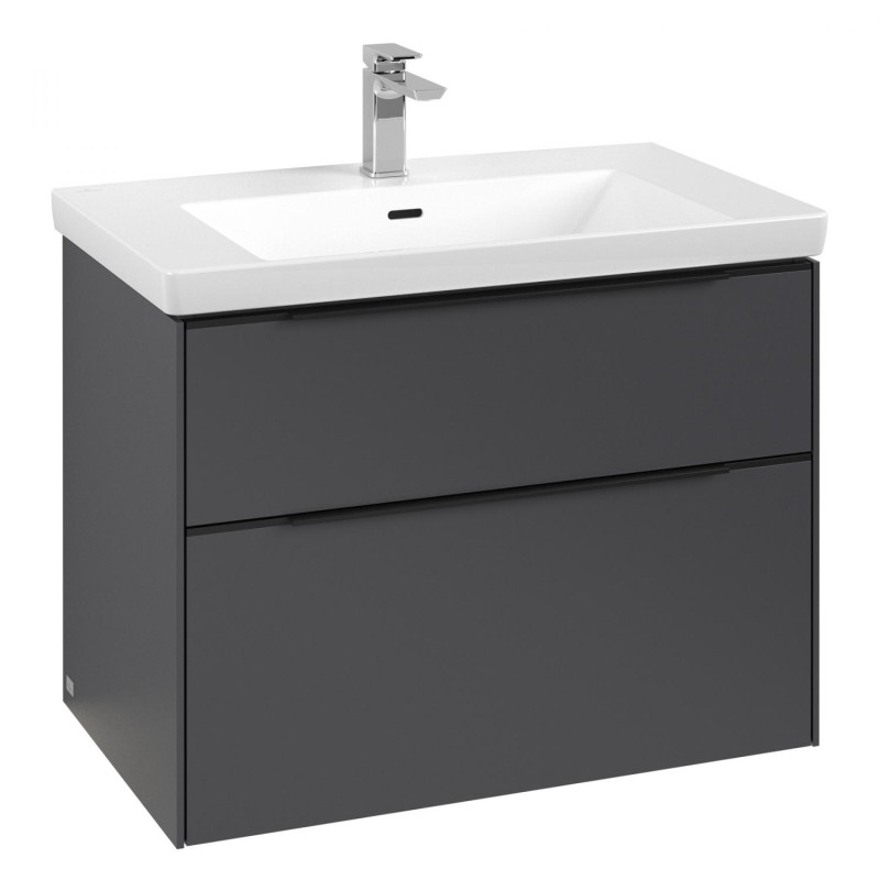 Тумба под раковину Villeroy & Boch Subway 3.0 77,2х57,6 см ДСП/алюминий графит/черный вулкан C574L1VR