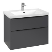 Тумба под раковину Villeroy & Boch Subway 3.0 77,2х57,6 см ДСП/алюминий графит/черный вулкан C574L1VR