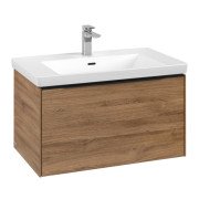 Тумба под раковину Villeroy & Boch Subway 3.0 77,2х42,9 см ДСП/алюминий дуб канзас/черный вулкан C573L1RH