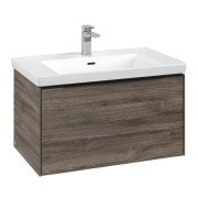 Тумба под раковину Villeroy & Boch Subway 3.0 77,2х42,9 см ДСП/алюминий дуб каменный/черный вулкан C573L1RK