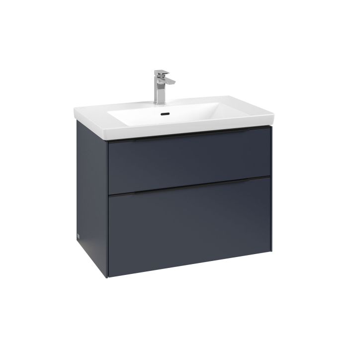 Тумба под раковину Villeroy & Boch Subway 3.0 77,2х57,6 см ДСП/алюминий морской синий/черный вулкан C574L1VQ