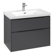 Тумба под раковину Villeroy & Boch Subway 3.0 77,2х57,6 см ДСП/алюминий графит/черный вулкан C574L1VR