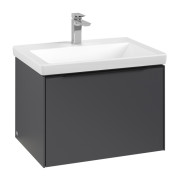 Тумба під раковину Villeroy & Boch Subway 3.0 62,2х42,9 см ДСП/алюміній графіт/чорний вулкан C575L1VR