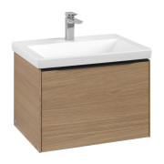 Тумба под раковину Villeroy & Boch Subway 3.0 62,2х42,9 см ДСП/алюминий дуб северный/черный вулкан C575L1VJ