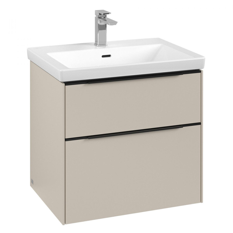 Тумба під раковину Villeroy & Boch Subway 3.0 62,2х57,6 см ДСП/алюміній сірий кашемір/чорний вулкан C576L1VN