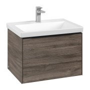 Тумба під раковину Villeroy & Boch Subway 3.0 62,2х42,9 см ДСП/алюміній дуб кам'яний/чорний вулкан C575L1RK