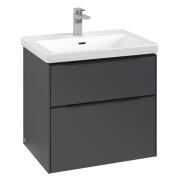 Тумба под раковину Villeroy & Boch Subway 3.0 62,2х57,6 см ДСП/алюминий графит/черный вулкан C576L1VR