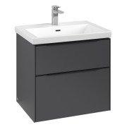 Тумба под раковину Villeroy & Boch Subway 3.0 62,2х57,6 см ДСП/алюминий графит/черный вулкан C576L1VR