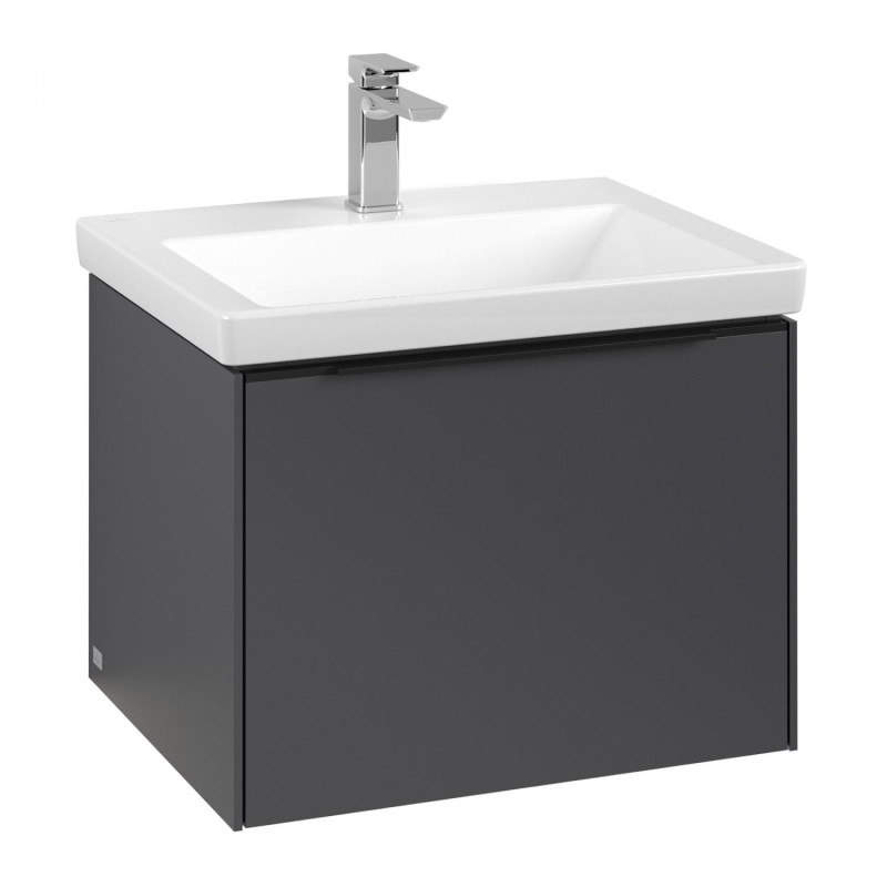 Тумба під раковину Villeroy & Boch Subway 3.0 57,2х42,9 см ДСП/алюміній графіт/чорний вулкан C577L1VR