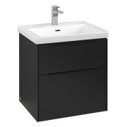 Тумба під раковину Villeroy & Boch Subway 3.0 57,2х57,6 см ДСП/алюміній чорний вулкан/чорний вулкан C578L1VL