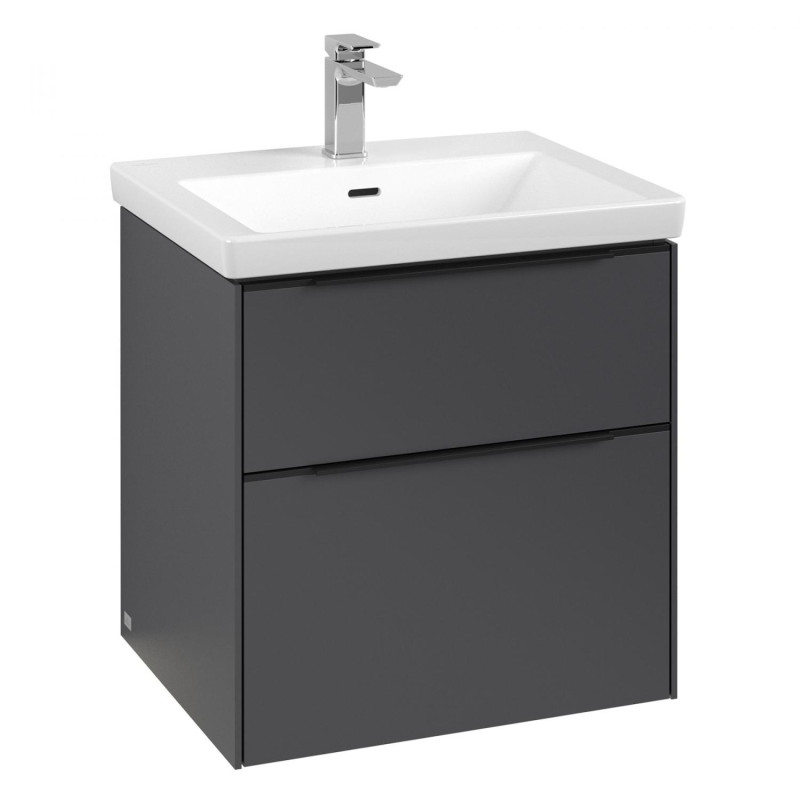 Тумба под раковину Villeroy & Boch Subway 3.0 57,2х57,6 см ДСП/алюминий графит/черный вулкан C578L1VR