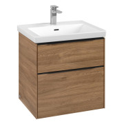 Тумба під раковину Villeroy & Boch Subway 3.0 57,2х57,6 см ДСП/алюміній дуб канзас/чорний вулкан C578L1RH